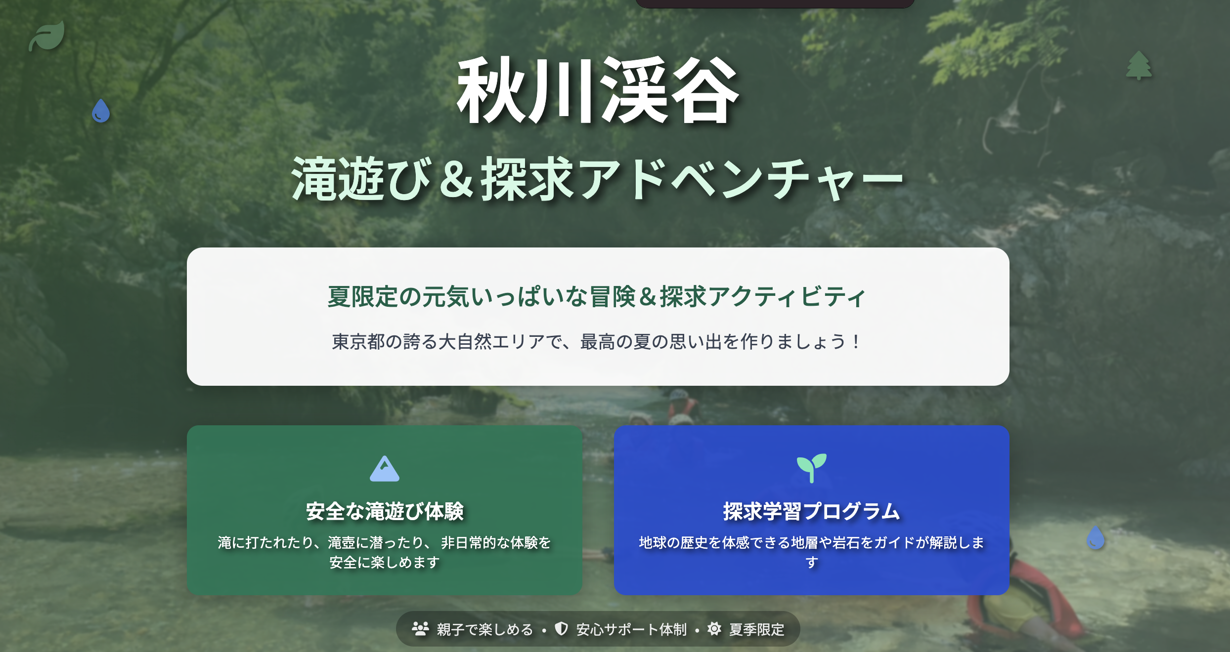 🌿親子で「滝の沢登りと川のリバーリング夏の大満喫体験」in東京山側
